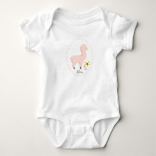 Roze Kleine Llama Baby Bodysuit