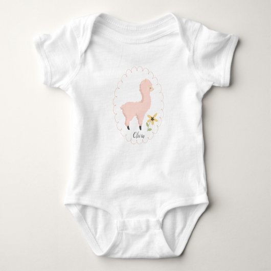 Roze Kleine Llama Baby Bodysuit (Voorkant)