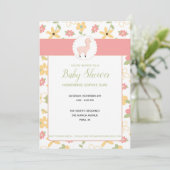  Roze Kleine Llama Baby shower Uitnodigen Kaart (Staand voorkant)