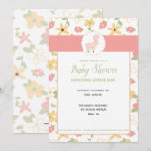  Roze Kleine Llama Baby shower Uitnodigen Kaart (Voorkant / Achterkant)