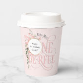 Roze Kleine Miss Onederful Meisje 1e Verjaardag Papieren Bekers (Voorkant)