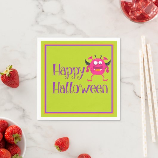 Roze kleine monster Halloween Fun Kinder Servet (Insitu)
