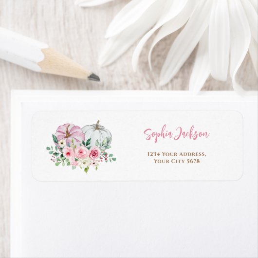 Roze Kleine Pompoen Adres Etiket (Insitu)