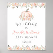 Roze Kleine Pompoen Baby Meisje Douche Welkomstbor Poster (Voorkant)