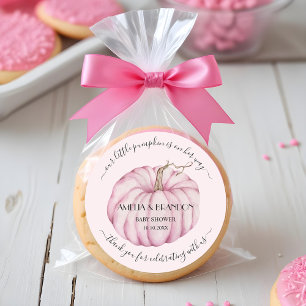 Roze kleine pompoen Baby shower Dank u Ronde Sticker
