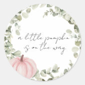 Roze Kleine Pompoen Baby shower Envelope Seal Ronde Sticker (Voorkant)