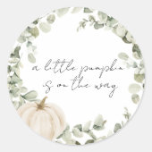 Roze Kleine Pompoen Baby Shower Enveloppegel Ronde Sticker (Voorkant)