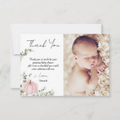 Roze Kleine Pompoen Baby shower Foto Bedankkaart (Voorkant)