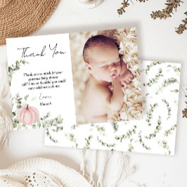 Roze Kleine Pompoen Baby shower Foto Bedankkaart