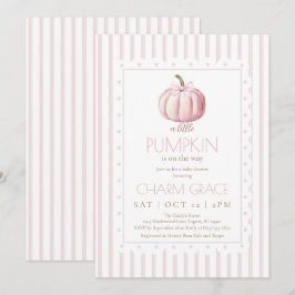 Roze Kleine Pompoen Baby shower Invitation Bedankkaart