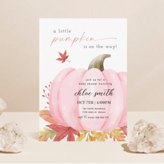 Roze Kleine Pompoen Baby shower Invitation Kaart