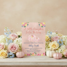 Roze Kleine Pompoen Baby shower Invitation
