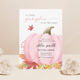 Roze Kleine Pompoen Baby shower Invitation Kaart