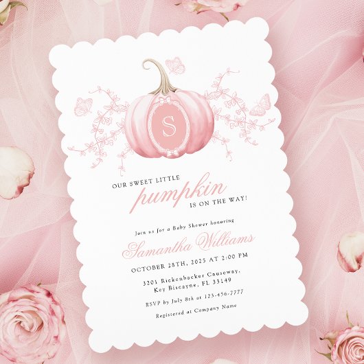 Roze Kleine Pompoen Baby shower Invitation Kaart