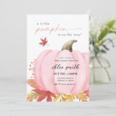 Roze Kleine Pompoen Baby shower Invitation Kaart (Staand voorkant)