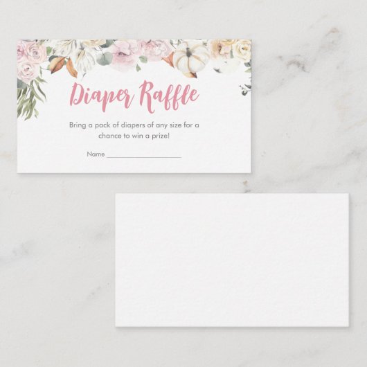 Roze Kleine Pompoen Baby shower Luier Raffle Informatiekaartje (Voorkant / Achterkant)