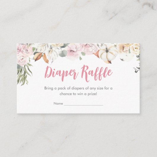 Roze Kleine Pompoen Baby shower Luier Raffle Informatiekaartje (Voorkant)