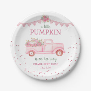 Roze Kleine Pompoen Baby Shower Papieren Bordje