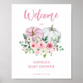 Roze Kleine Pompoen Baby shower Welkomstbord Poster (Voorkant)