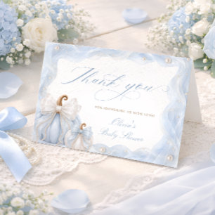 Roze Kleine Pompoen Blauwe Baby Shower Dank Je Bedankkaart