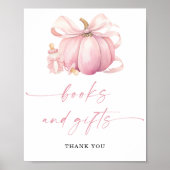 Roze kleine pompoen boeken en geschenken Baby show Poster (Voorkant)