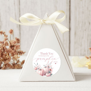 Roze kleine pompoen dank u ronde sticker