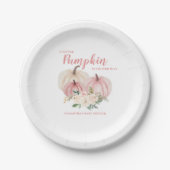 Roze kleine pompoen gepersonaliseerd Baby shower Papieren Bordje (Voorkant)
