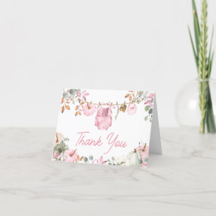 Roze Kleine Pompoen Herfst Baby Shower Bedankkaart