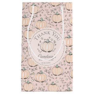 Roze kleine pompoen Herfst Baby shower Dank u Klein Cadeauzakje