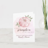 Roze Kleine Pompoen Herfst Baby shower Invitation Aankondiging (Voorkant)