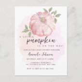 Roze Kleine Pompoen Herfst Baby shower Invitation Briefkaart (Voorkant)
