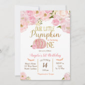 Roze kleine pompoen Herfst Birthday Uitnodiging (Voorkant)