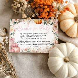 Roze Kleine Pompoen Herfst Bloemen Boeken voor Bab Informatiekaartje