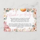 Roze Kleine Pompoen Herfst Bloemen Boeken voor Bab Informatiekaartje (Voorkant)