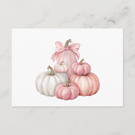 Roze Kleine Pompoen Herfst Bloemen Boeken voor Bab Informatiekaartje (Achterkant)