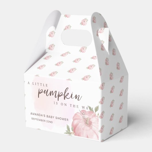 Roze Kleine Pompoen Herfst Herfst Baby shower Bedankdoosjes (Voorkant Zijde)