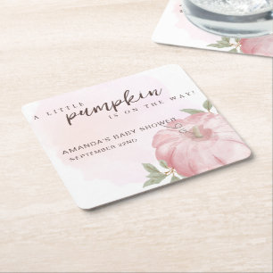 Roze Kleine Pompoen Herfst Herfst Baby shower Kartonnen Onderzetters