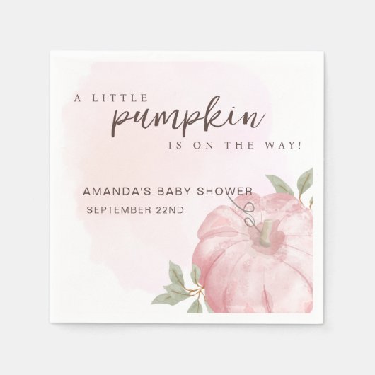 Roze Kleine Pompoen Herfst Herfst Baby shower Servet (Voorkant)