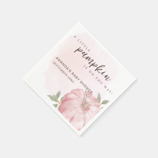 Roze Kleine Pompoen Herfst Herfst Baby shower Servet (Hoek)