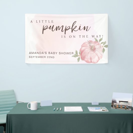 Roze Kleine Pompoen Herfst Herfst Baby shower Spandoek (Beurs)