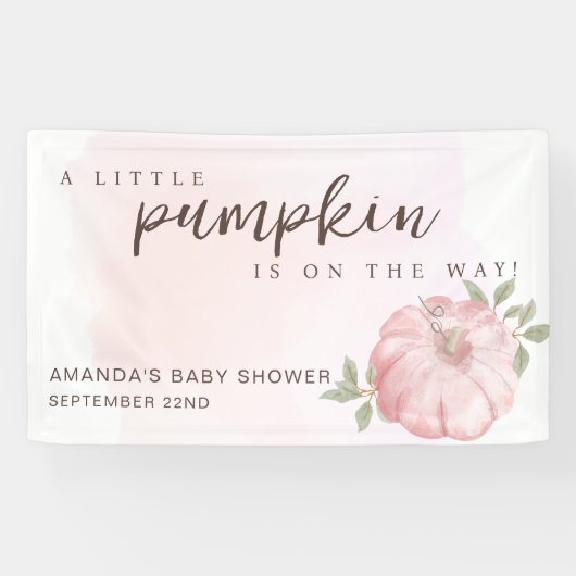 Roze Kleine Pompoen Herfst Herfst Baby shower Spandoek (Horizontaal)