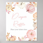 Roze Kleine Pompoen Herfst Luier Raffle Bord Poster (Voorkant)
