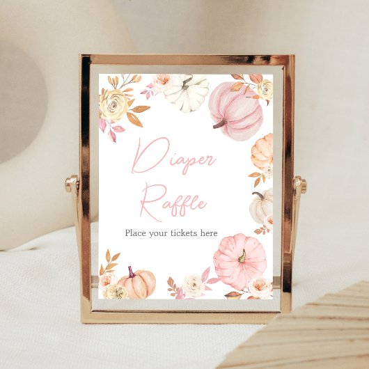 Roze Kleine Pompoen Herfst Luier Raffle Bord Poster