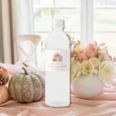 Roze Kleine Pompoen Herfst Meisje Baby shower Waterfles Etiket