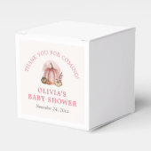 Roze Kleine Pompoen Herfst Schattige Meisje Baby s Bedankdoosjes (Voorkant Zijde)