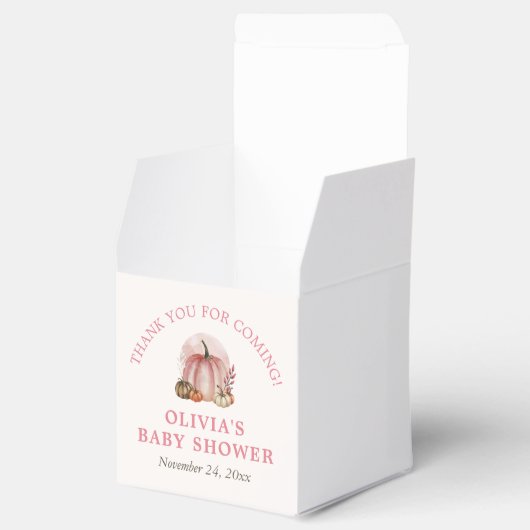 Roze Kleine Pompoen Herfst Schattige Meisje Baby s Bedankdoosjes (Geopend)