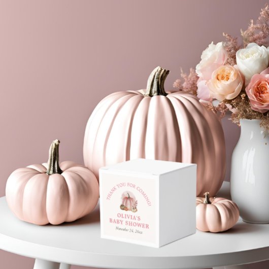 Roze Kleine Pompoen Herfst Schattige Meisje Baby s Bedankdoosjes