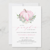 Roze kleine pompoen Het is een Girl Autumn Baby sh Kaart (Voorkant)