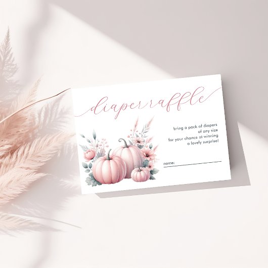 Roze Kleine Pompoen Luier Raffle Informatiekaartje