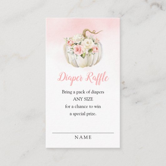 Roze kleine pompoen luiervoer Raffle Ticket Informatiekaartje (Voorkant)